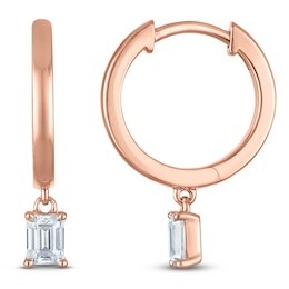 Emerald-Cut Lab-Created Diamond Solitaire Dangle Hoop Earrings 1/2 ct tw 14K Rose Gold (SI2/F)