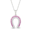 Thumbnail Image 1 of Pink & White Lab-Created Sapphire Horseshoe Necklace Sterling Silver 18&quot;