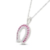 Thumbnail Image 2 of Pink & White Lab-Created Sapphire Horseshoe Necklace Sterling Silver 18&quot;