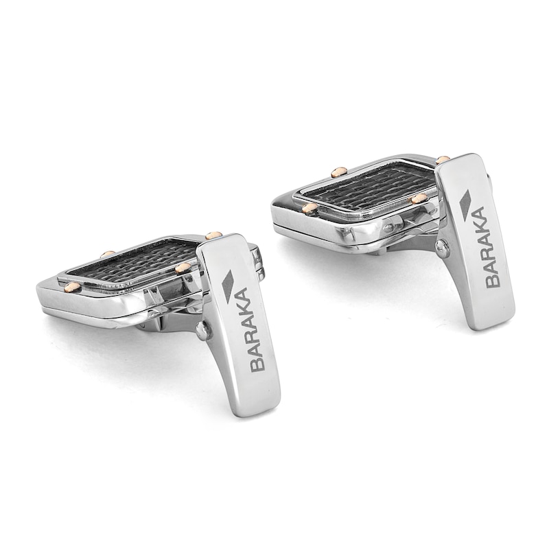 Main Image 3 of Baraka Men's Carbon Fiber Cufflinks Stainless Steel & 18K Rose Gold