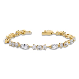 J'Lure Moval Old-Cut, Pentagon Brilliant-Cut & Square Emerald Step-Cut Lab-Created Diamond Bracelet 8-7/8 ct tw 14K Yellow Gold 7&quot;