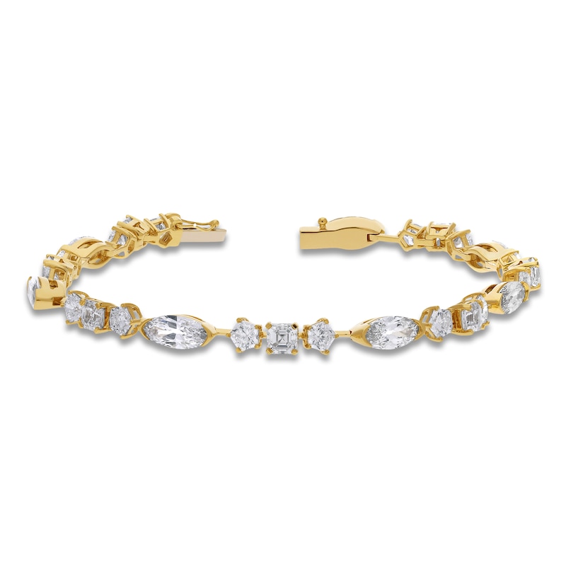 Main Image 1 of J'Lure Moval Old-Cut, Pentagon Brilliant-Cut & Square Emerald Step-Cut Lab-Created Diamond Bracelet 8-7/8 ct tw 14K Yellow Gold 7&quot;