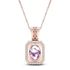 Thumbnail Image 1 of Natural Pink Quartz Necklace 1/6 ct tw Diamonds 14K Rose Gold 18&quot;