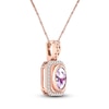 Thumbnail Image 2 of Natural Pink Quartz Necklace 1/6 ct tw Diamonds 14K Rose Gold 18&quot;