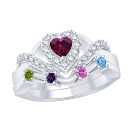 Mother's Heart-Shaped Family Birthstone Twist Ring (5 Stones)