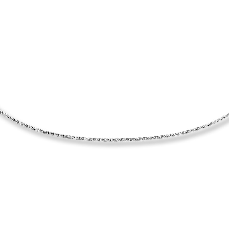 Adjustable Solid Wheat Chain 14K White Gold 16" - 26" Length 1.5mm