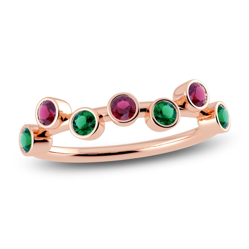 Juliette Maison Natural Emerald & Natural Rhodolite Garnet Ring 10K Rose Gold