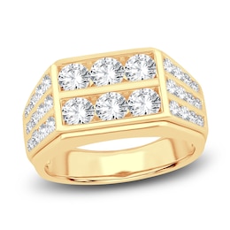 Men's Lab-Created Diamond Ring 3 ct tw Round 14K Yellow Gold