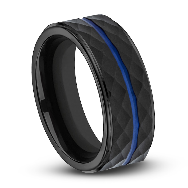 Line Wedding Band Black Cobalt 8.0mm