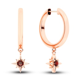Juliette Maison Natural Garnet Starburst Drop Earrings 10K Rose Gold