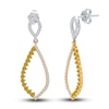 Thumbnail Image 1 of Kallati Natural Yellow Diamond Drop Earrings 1-1/4 ct tw Round 14K Two-Tone Gold