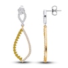 Thumbnail Image 2 of Kallati Natural Yellow Diamond Drop Earrings 1-1/4 ct tw Round 14K Two-Tone Gold