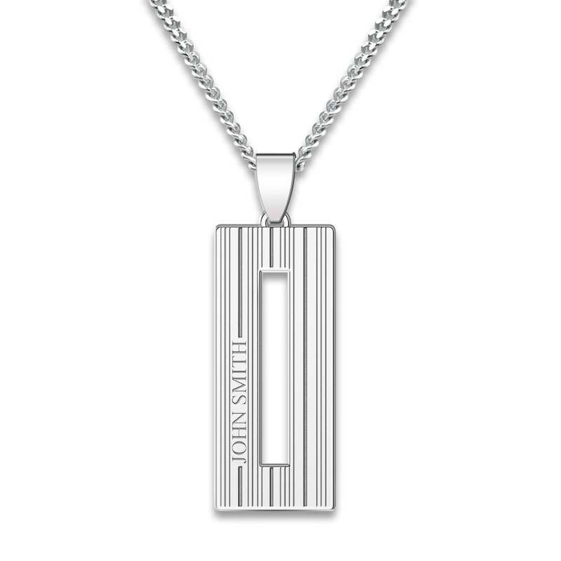 Main Image 1 of Men's Engravable Pendant Necklace Sterling Silver 22&quot;