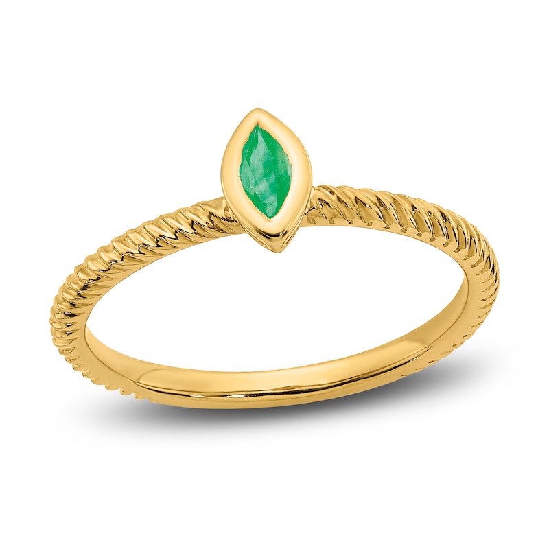 Main Image 1 of Natural Emerald Bezel Ring 14K Yellow Gold