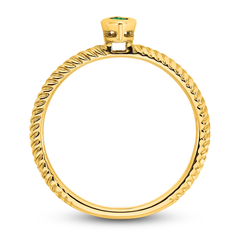 Main Image 2 of Natural Emerald Bezel Ring 14K Yellow Gold