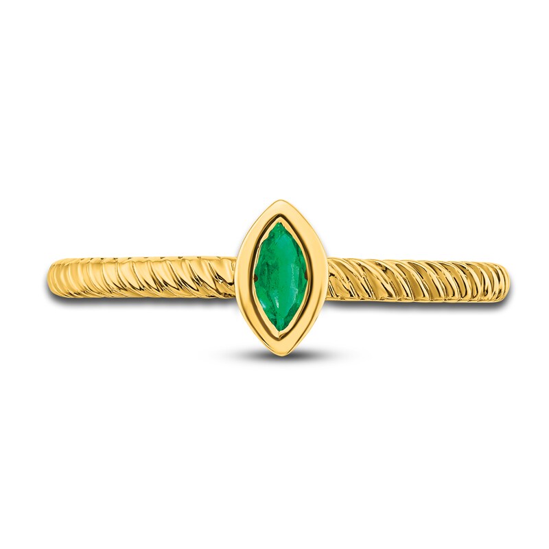 Main Image 3 of Natural Emerald Bezel Ring 14K Yellow Gold