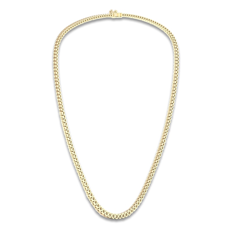 Main Image 3 of Lab-Created Diamond Tennis Necklace 10 ct tw 14K Yellow Gold