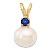 Thumbnail Image 1 of Natural Sapphire & Freshwater Cultured Pearl Necklace Charm 14K Yellow Gold