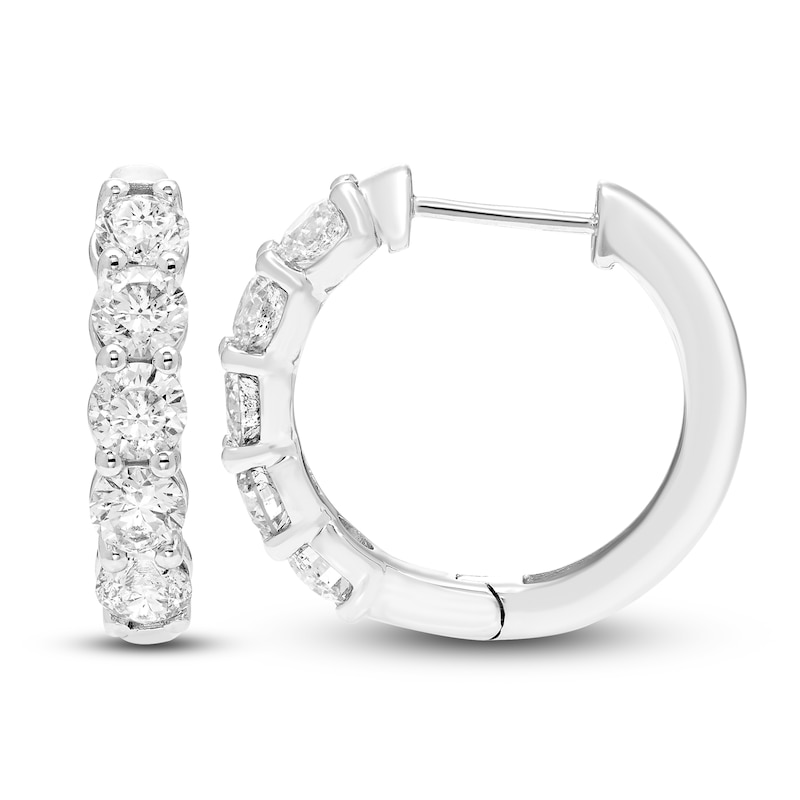 Main Image 2 of Diamond Hoop Earrings 1/2 ct tw Round 14K White Gold