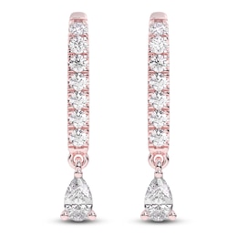 Diamond Drop Earrings 3/8 ct tw Pear/Round 14K Rose Gold