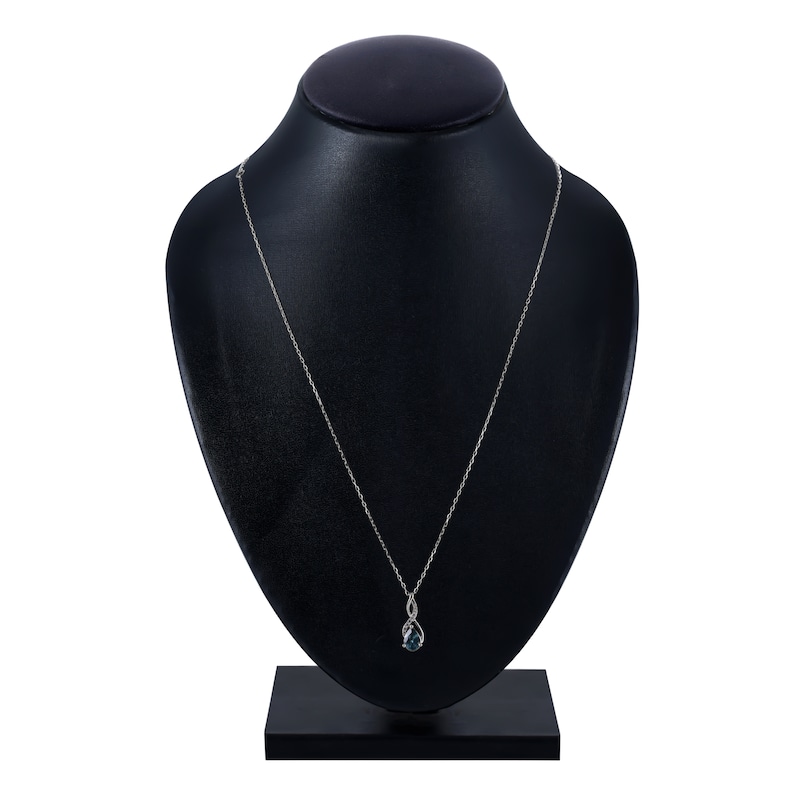 Main Image 2 of Montana Blue Pear-Shaped Natural Sapphire Pendant Necklace 1/20 ct tw Round Diamonds 14K White Gold 18&quot;