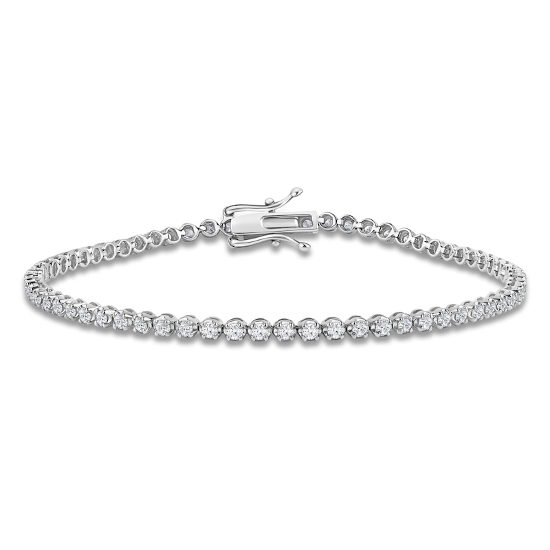 Main Image 1 of Lab-Created Diamond Tennis Bracelet 1-1/2 ct tw 14K White Gold 7&quot;