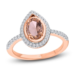 Kallati Oval-Cut Natural Morganite Ring 1/4 ct tw Diamonds 14K Rose Gold