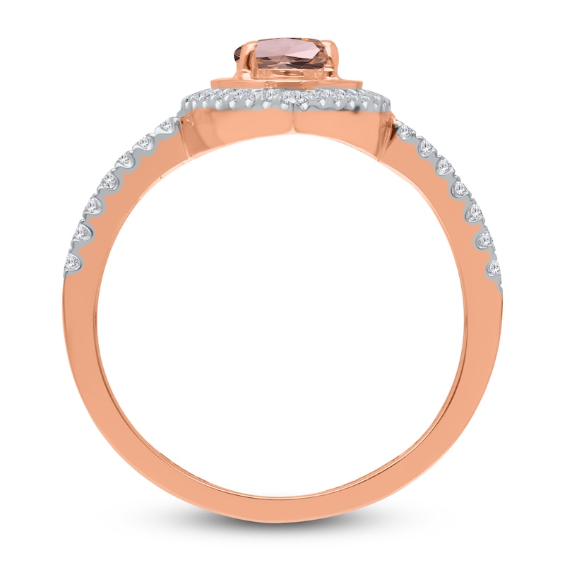 Main Image 2 of Kallati Oval-Cut Natural Morganite Ring 1/4 ct tw Diamonds 14K Rose Gold