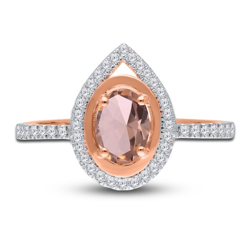 Kallati Oval-Cut Natural Morganite Ring 1/4 ct tw Diamonds 14K Rose ...