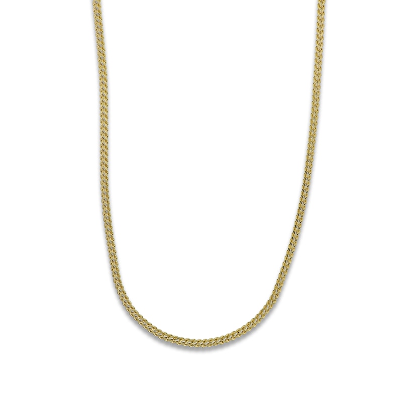 Hollow Franco Chain Necklace 14K Yellow Gold 22" 2.4mm