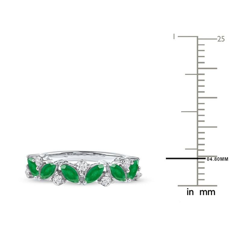 Marquise-Cut Natural Emerald & Diamond Ring 1/3 ct tw 14K White Gold