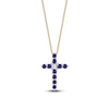 Thumbnail Image 1 of Natural Blue Sapphire Cross Pendant 1/20 ct tw 14K Yellow Gold 18&quot;