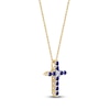 Thumbnail Image 2 of Natural Blue Sapphire Cross Pendant 1/20 ct tw 14K Yellow Gold 18&quot;