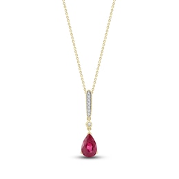 Pear-Shaped Natural Ruby Pendant Necklace 1/20 ct tw 14K Yellow Gold