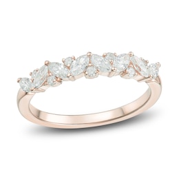 Marquise & Round-Cut Diamond Anniversary Band 5/8 ct tw 14K Rose Gold