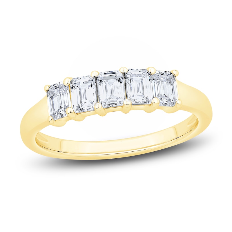 Main Image 1 of Emerald-Cut 5-Stone Diamond Anniversary Band 7/8 ct tw 14K Yellow Gold