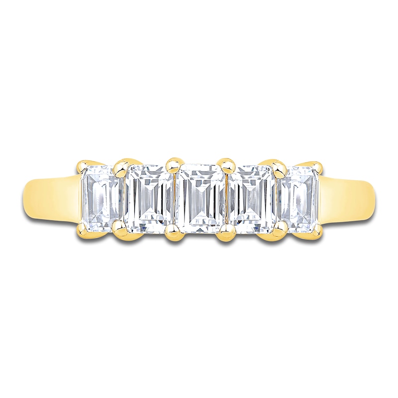 Main Image 3 of Emerald-Cut 5-Stone Diamond Anniversary Band 7/8 ct tw 14K Yellow Gold