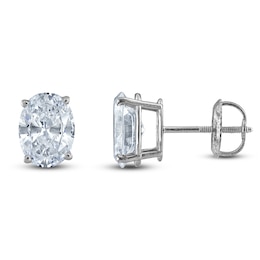 Oval-Cut Lab-Created Diamond Solitaire Stud Earrings 1-1/2 ct tw 14K White Gold (F/SI2)