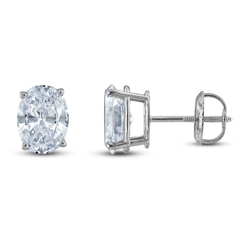 Main Image 1 of Oval-Cut Lab-Created Diamond Solitaire Stud Earrings 1-1/2 ct tw 14K White Gold (F/SI2)