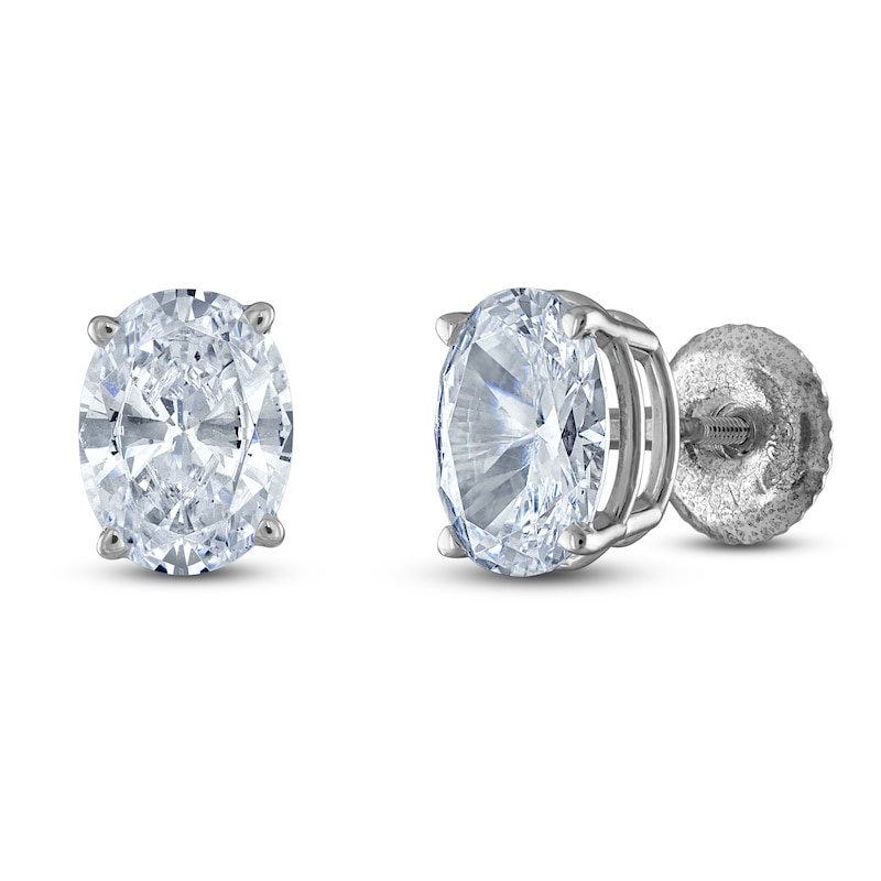 Main Image 2 of Oval-Cut Lab-Created Diamond Solitaire Stud Earrings 1-1/2 ct tw 14K White Gold (F/SI2)