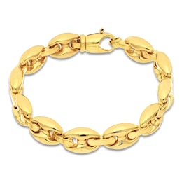 Italia D'Oro Solid Puffed Mariner Chain Bracelet 14K Yellow Gold 7.75&quot;