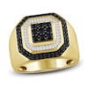 Thumbnail Image 1 of Men's Black & White Multi-Diamond Center Ring 1 ct tw 10K Yellow Gold