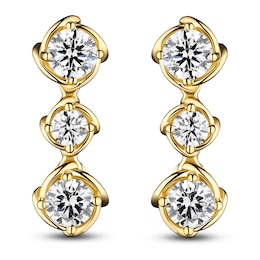 Matinee by A Link Diamond Abbracci Three-Stone Drop Earrings 1/2 ct tw 18K Yellow Gold