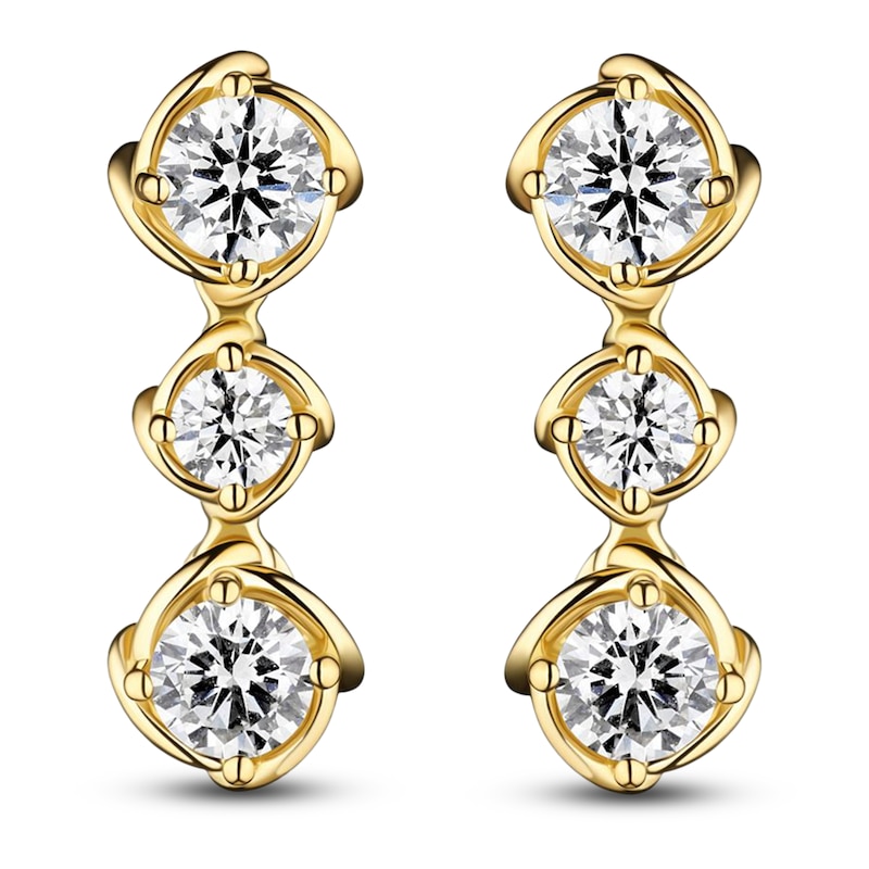 Matinee by A Link Diamond Abbracci Three-Stone Drop Earrings 1/2 ct tw 18K Yellow Gold