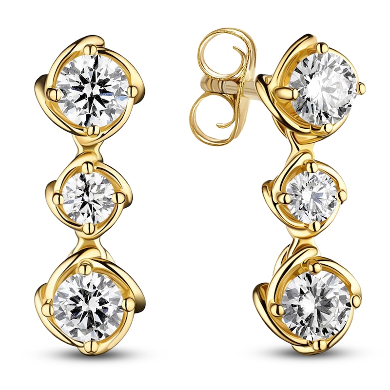 Matinee by A Link Diamond Abbracci Three-Stone Drop Earrings 1/2 ct tw 18K Yellow Gold