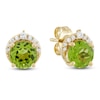 Thumbnail Image 1 of Natural Peridot & Diamond Stud Earrings 1/10 ct tw 10K Yellow Gold