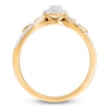 Thumbnail Image 1 of Multi-Diamond Pear-Shaped Halo Promise Ring 1/4 ct tw 10K Yellow Gold