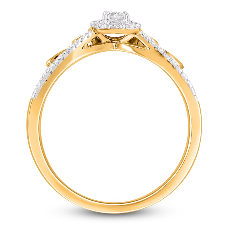 Multi-Diamond Pear-Shaped Halo Promise Ring 1/4 ct tw 10K Yellow Gold