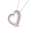 Thumbnail Image 1 of Natural Amethyst & White Lab-Created Sapphire Tilted Heart Necklace Sterling Silver 18"