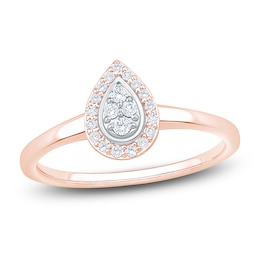 Multi-Diamond Pear-Shaped Halo Promise Ring 1/6 ct tw 10K Rose Gold